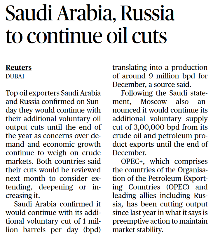 Saudi Arabia, Russia to continue oil cuts - Page No.15, GS 3