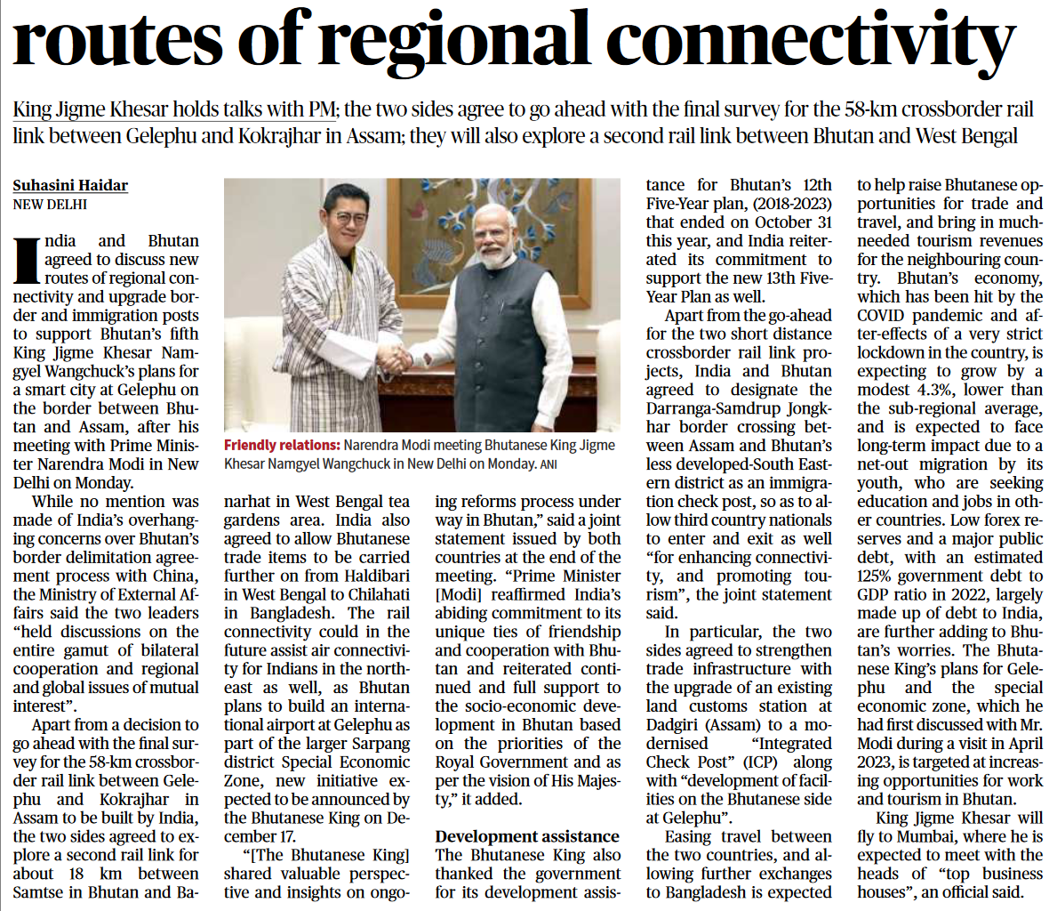India, Bhutan to discuss new routes of regional connectivity - Page No.10 ‚ GS 2