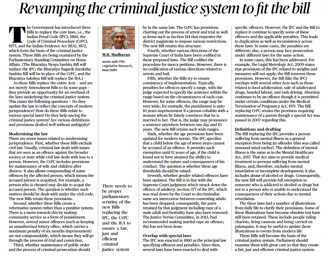 Revamping the criminal justice system to fit the bill - Page No.8 , GS 2