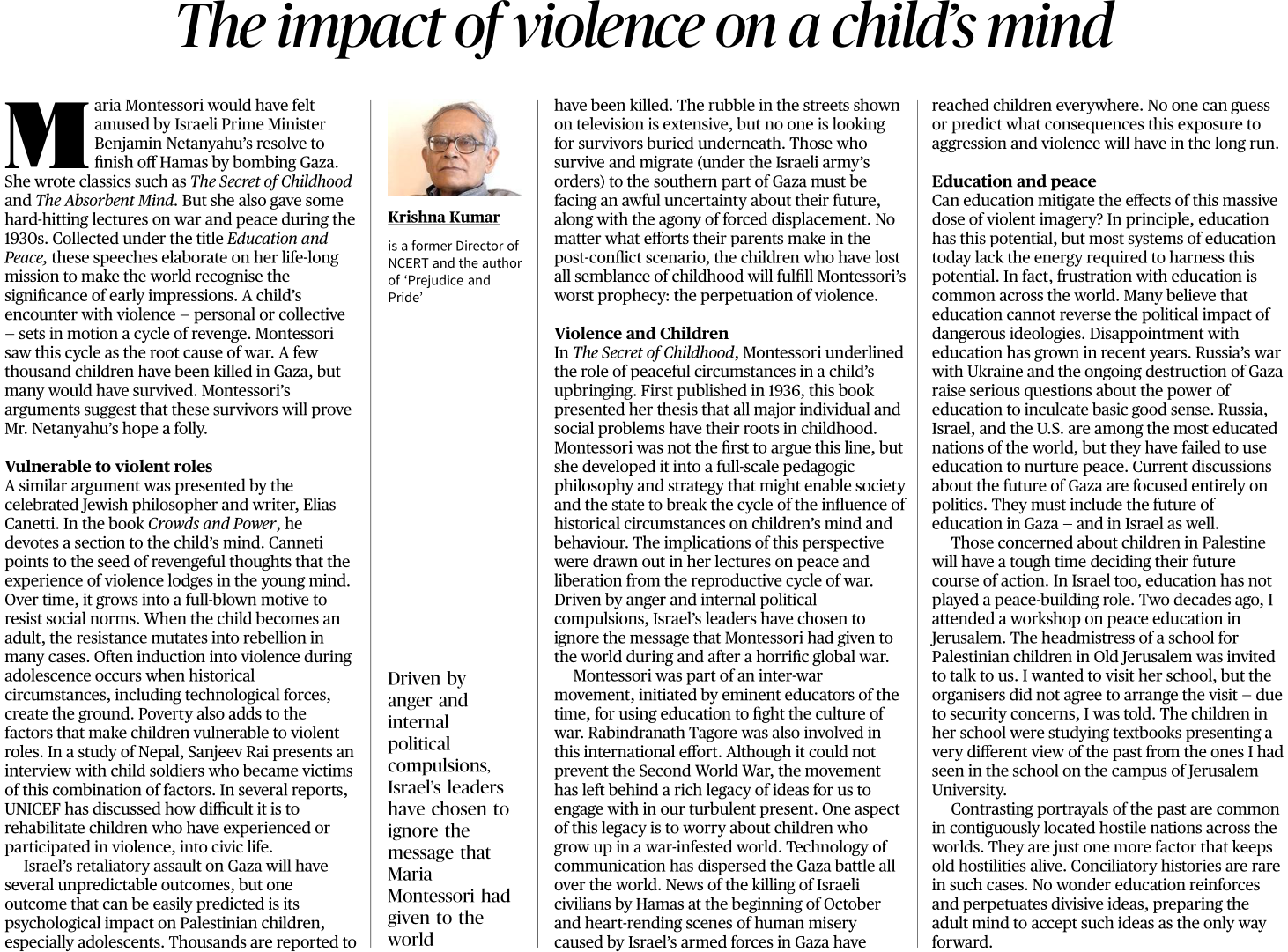 The impact of violence on a child's mind - Page No.8 , GS 2