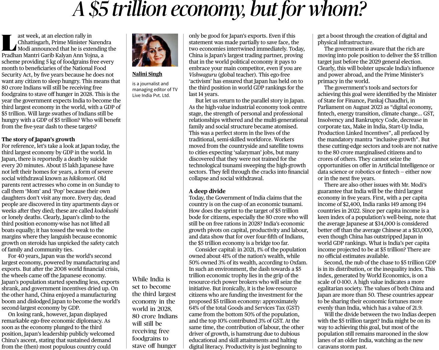 A $5 trillion economy, but for whom?- Page No.8 , GS 3