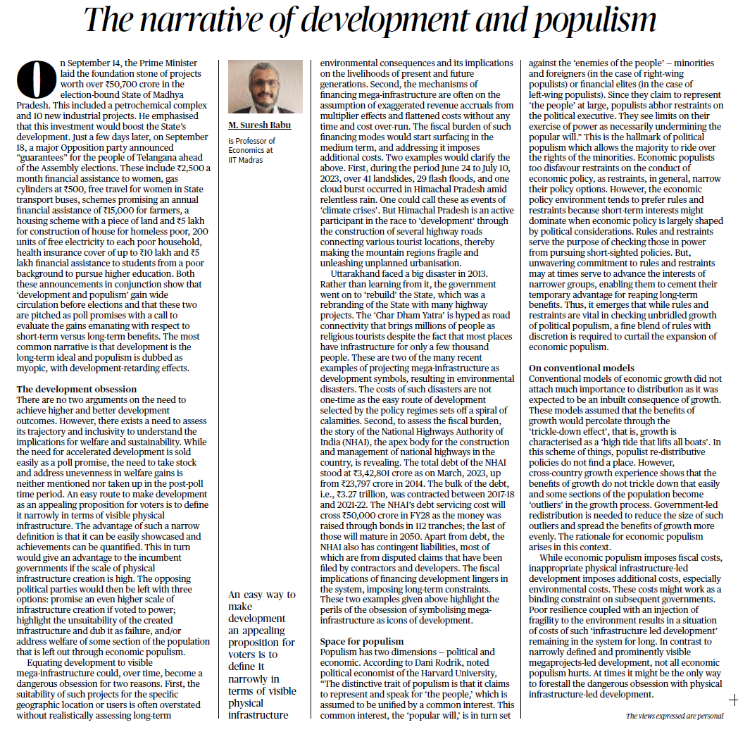 The narrative of development and populism