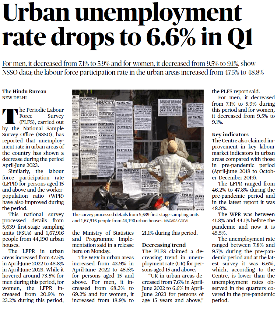 Urban unemplovment rate drops to 6.6% in Q1