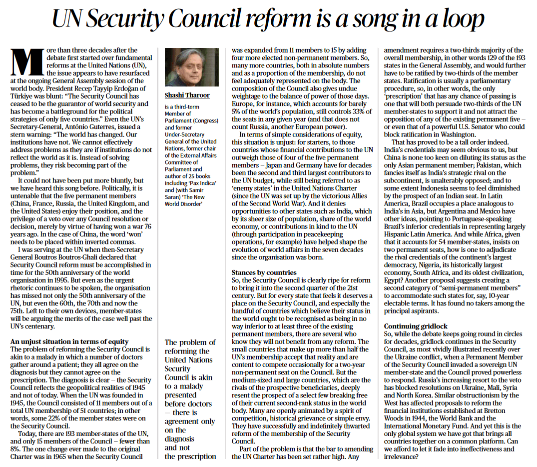 UN Security Council reform is a song in a loop - Page No.8 , GS 2