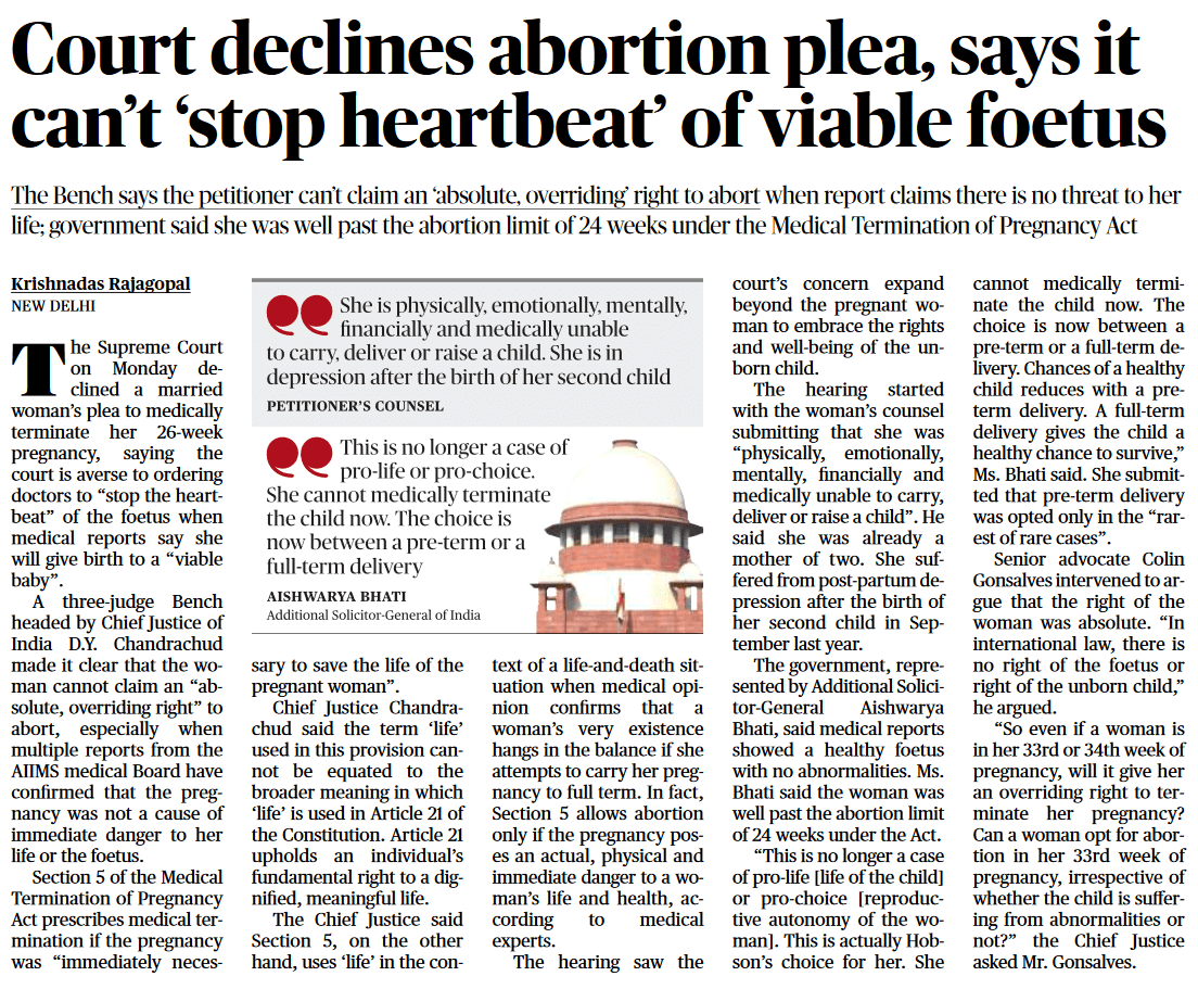 Court declines abortion plea
