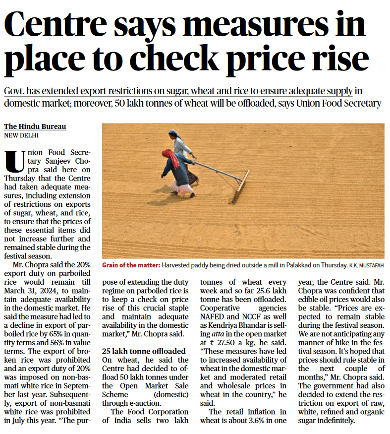 Centre says measures in place to check price rise