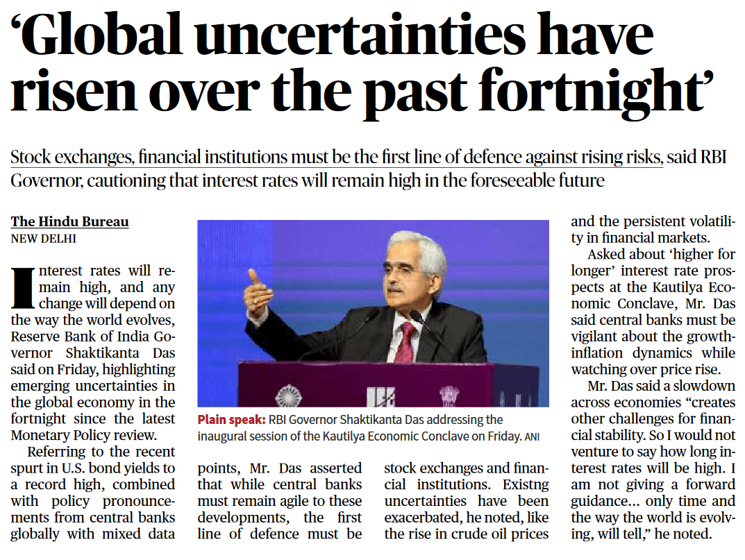 'Global uncertainties have risen over the past fortnight'- Page No. 14, GS 3