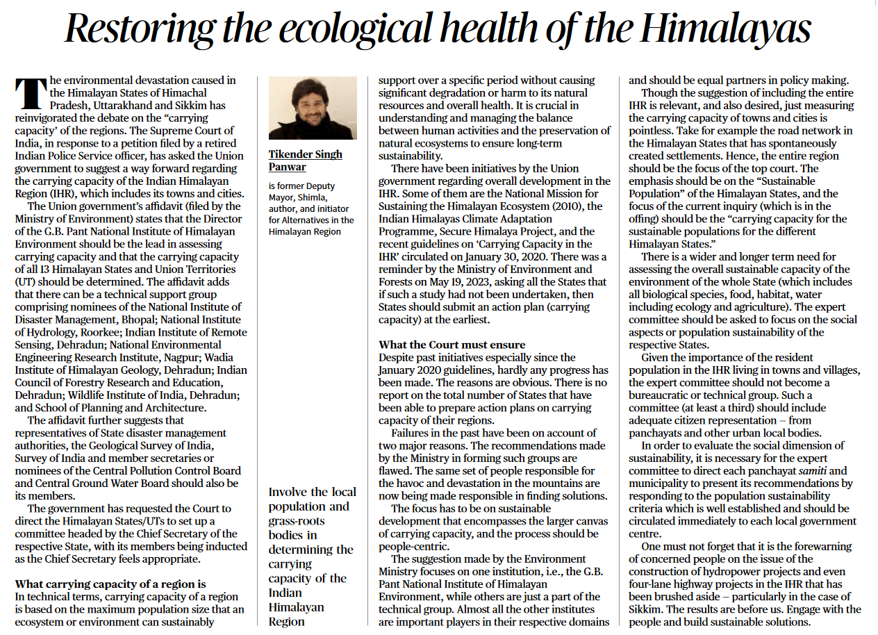 Restoring the ecological health of the Himalayas - Page No.6, GS 3