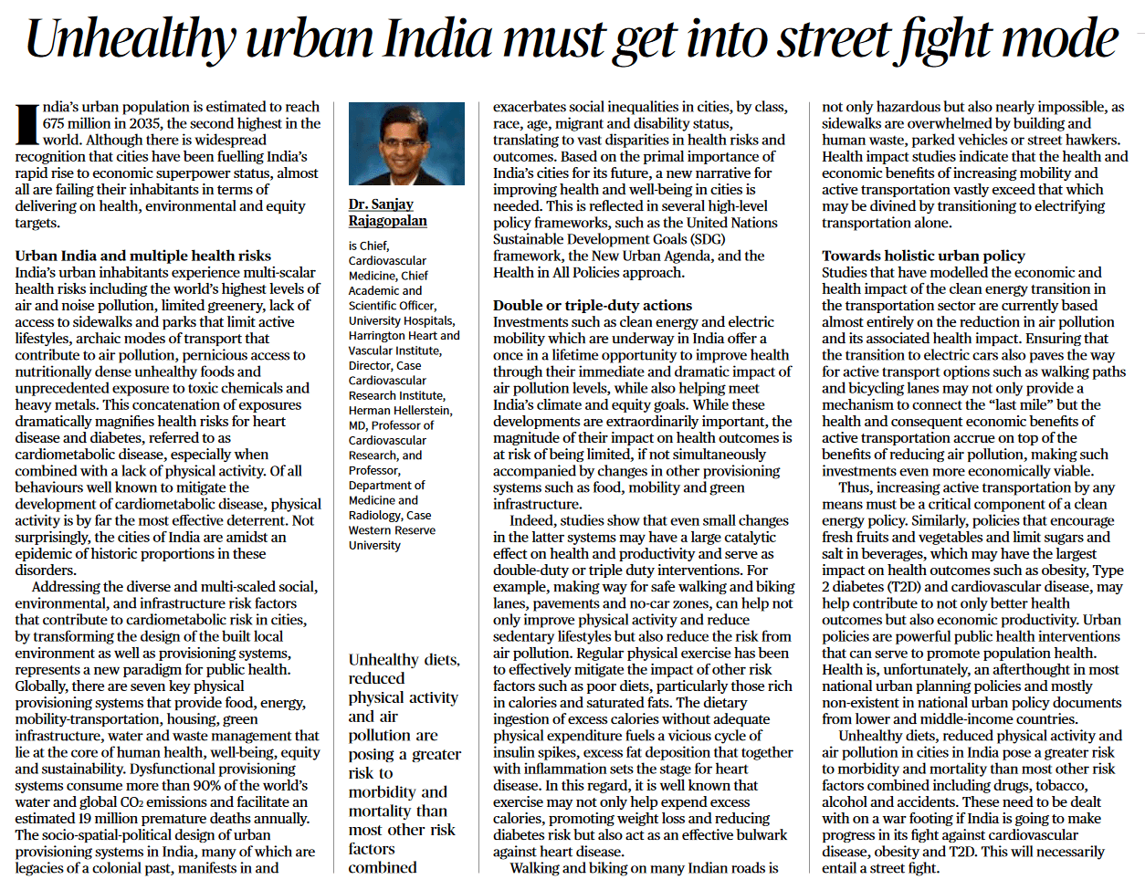 Unhealthy urban India must get into street fight mode - Page No.8, GS 2