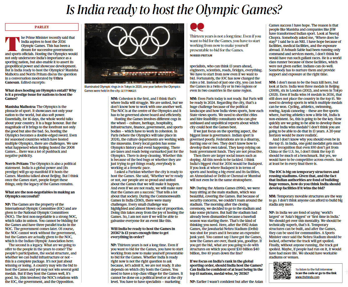 Is India ready to host the Olympic Games? - Page No.11, GS 2