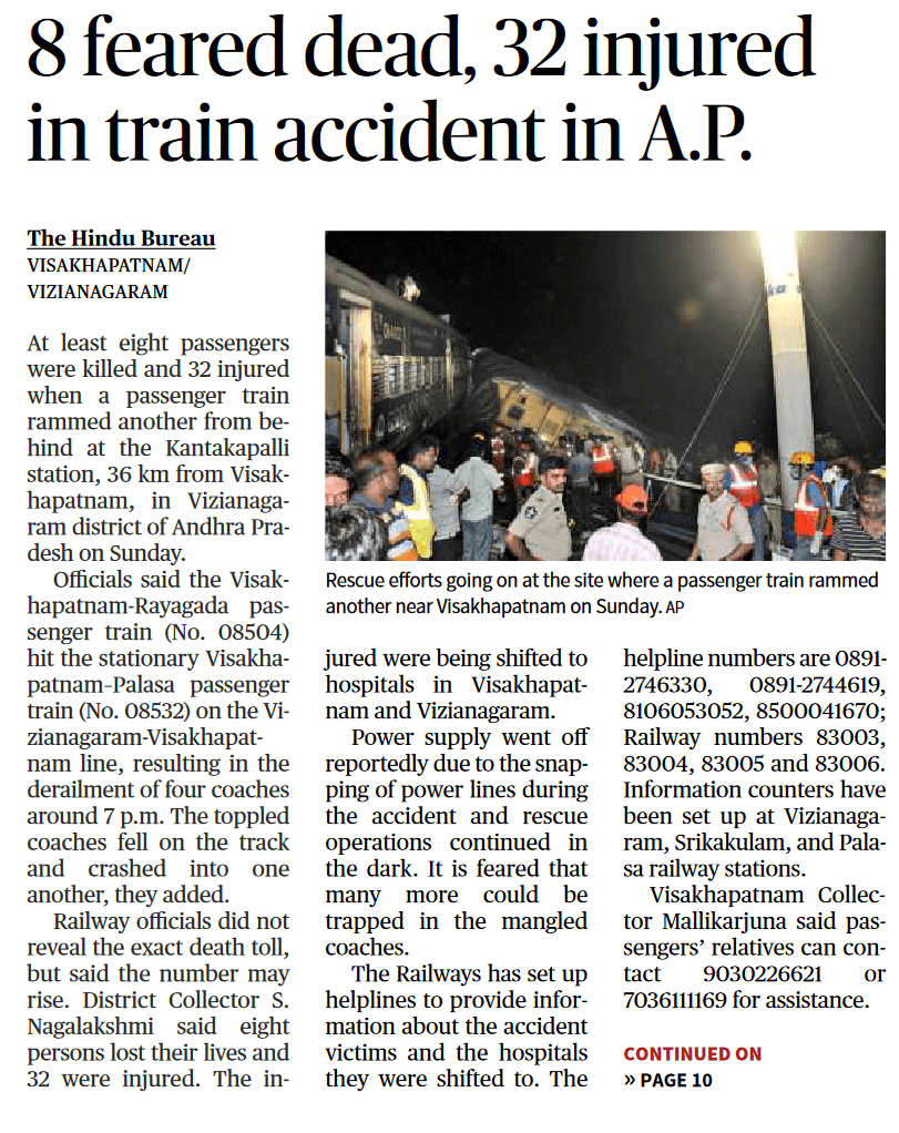 Train accident in A.P - Page No.1, GS 2,3