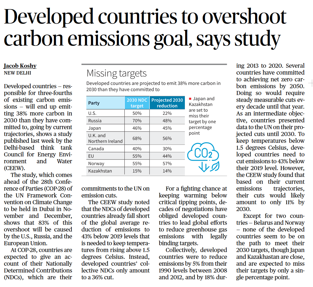 Developed countries to overshoot carbon emissions goal- Page No.12 , GS 3