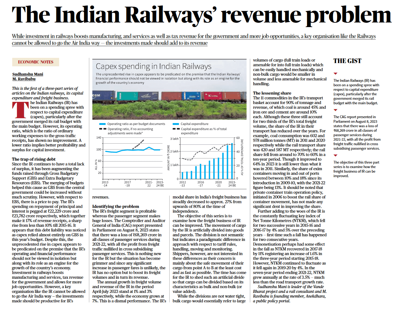 Text and Context - The Indian Railways' revenue problem